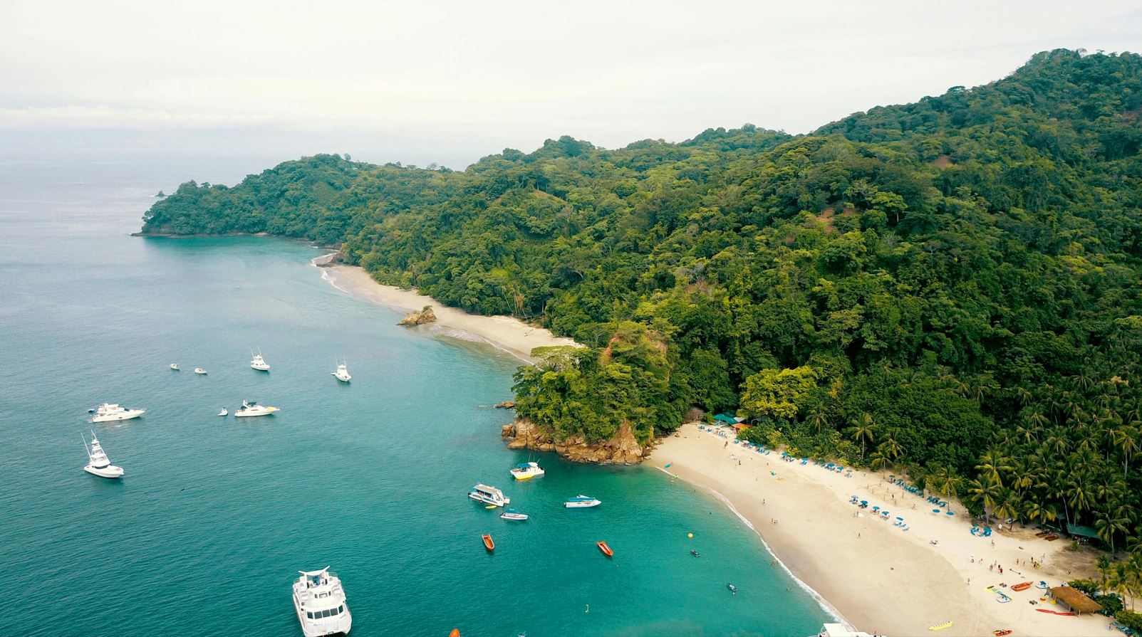 La fortuna beach seen from above in a helicopter
